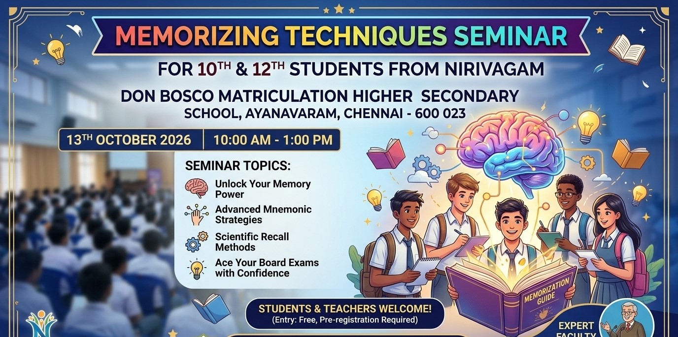 MEMORIZING TECHNIQUES SEMINAR FOR THE 10TH AND 12TH STUDENTS - NIRAIVAGAM